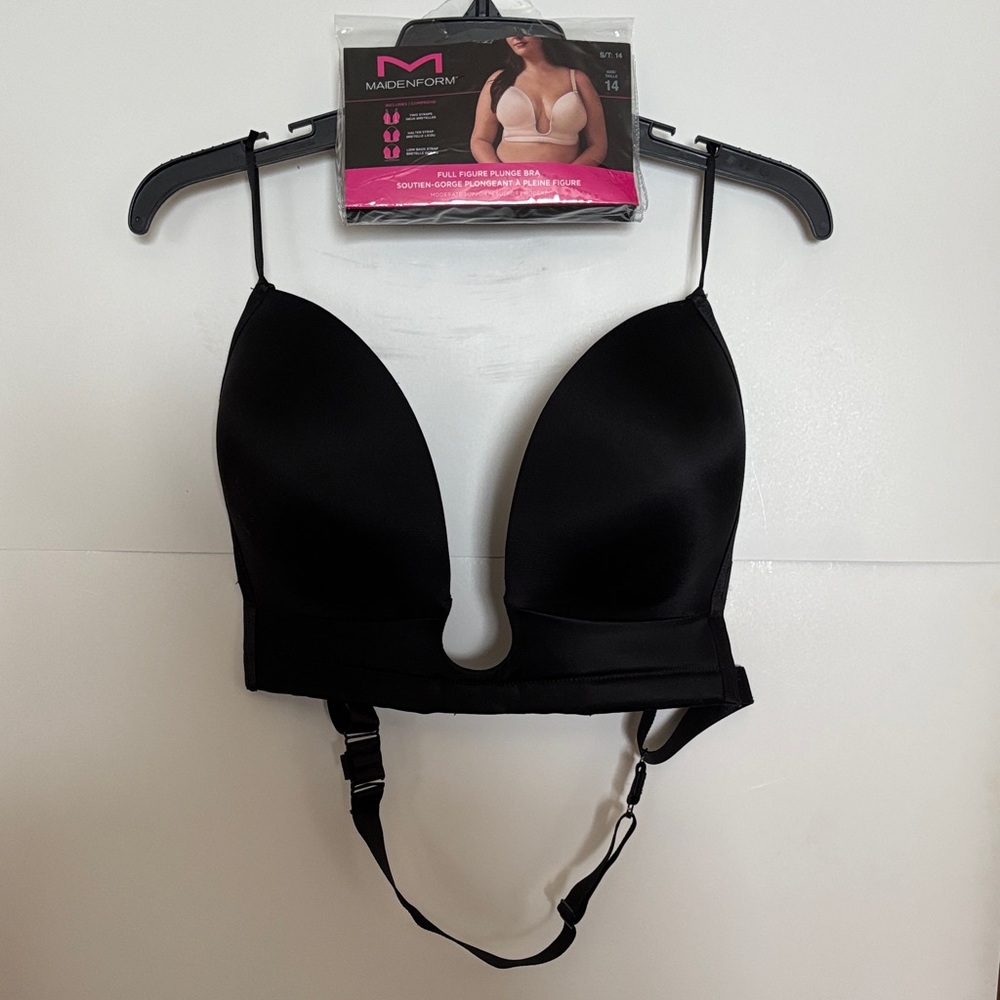 Maidenform Black Full Figure Plunge Bra Size 14 (44D, 42DD, 40DDD, 38G) NWT